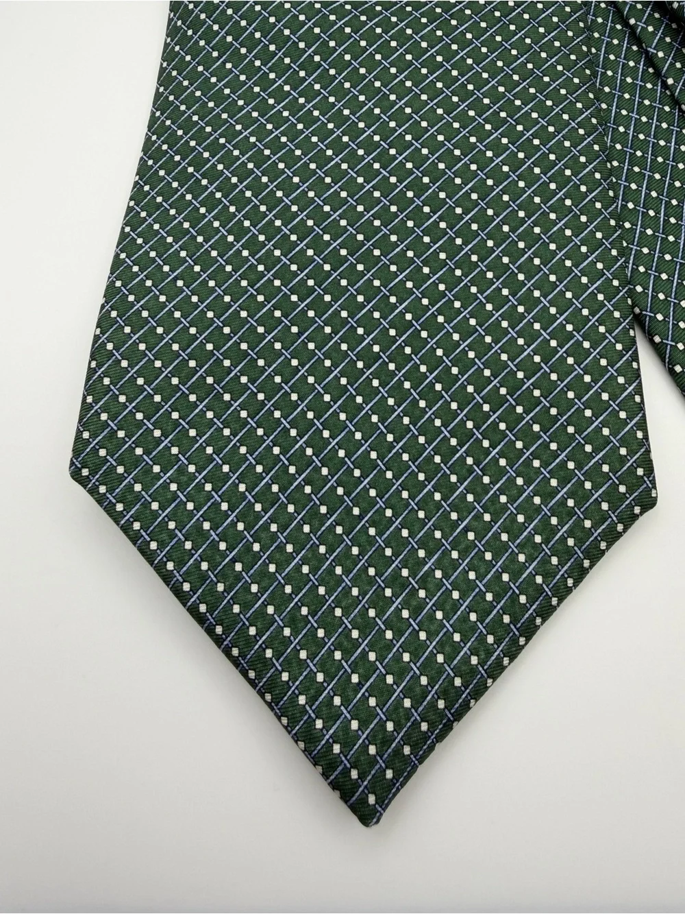 Brooks Brothers Basics Pure Silk Tie Green Blue Geometric Made in USA